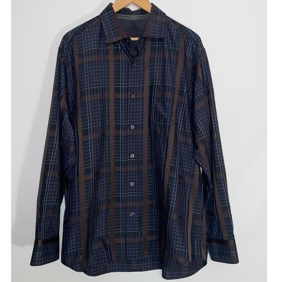 Tommy Bahama 100% Silk Shirt - Men's Size L - In‎ An Elegant Plaid Pattern - Picture 1 of 10
